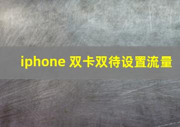 iphone 双卡双待设置流量